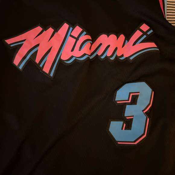 Nike 2018/19 Miami Heat City Edition Jersey - No. 3 - Wade - Size “Men’s” Large - Picture 2 of 6